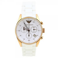 Buy Armani Watches White and Gold Womens Chronograph Watch AR5920 online