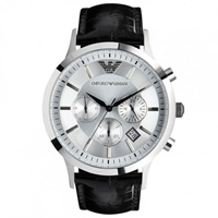 Buy Armani Watches Black Leather Mens Chronograph Watch AR2432 online