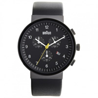 Buy Braun Watches Black Leather Mens Chronograph Watch BN0035BKGNBKG online