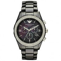 Buy Armani Watches AR1455 Ladies Black Crystal Ceramica Watch online