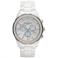 Buy Armani Watches AR1456 Ladies White Crystal Ceramica Watch online