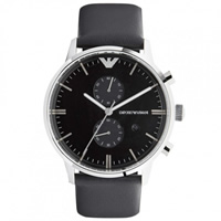 Buy Armani Watches AR0397 Emporio Armani Gianni Mens Black Leather Watch online