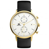 Buy Danish Design Q11Q 975 Mens Black Leather Chronograph Watch online
