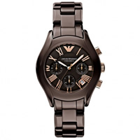 Buy Armani Watches Classic Ceramica Brown Womens Chronograph Watch AR1447 online