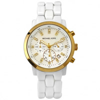 Buy Michael Kors Watches Unisex Chronograph PVD Gold & White Watch MK5218 online