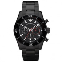 Buy Armani Watches Emporio Armani Mens Black Stainless Steel Chronograph Watch AR5931 online
