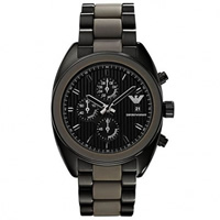 Buy Armani Watches Emporio Armani Mens Black ION Plated Steel Chronograph Watch AR5953 online