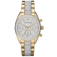 Buy Armani Watches AR5944 Sportivo Chronograph Ladies PVD Gold Plated Watch online