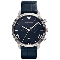 Buy Armani Watches AR1652 Emporio Armani Gianni Mens Blue Leather Chronograph Watch online
