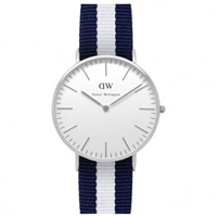 Buy Daniel Wellington 0602DW Classic Nato Glasgow Ladies Blue and White Nylon Watch online