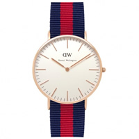 Buy Daniel Wellington 0501DW Classic Nato Oxford Ladies Blue and Red Nylon Watch online