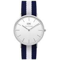 Buy Daniel Wellington 0204DW Classic Nato Glasgow Gents Blue and White Nylon Watch online