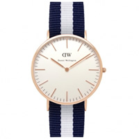 Buy Daniel Wellington 0104DW Classic Nato Glasgow Gents Blue and White Nylon Watch online