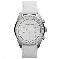 Buy Armani Watches Leather White Womens Chronograph Watch AR6011 online