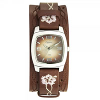 Buy Kahuna Watches KUS-0035L Ladies Brown Genuine Leather Cuff Strap Watch online