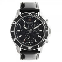 Buy Swiss Military 06-4183-04-007 Swiss Flagship Chronograph Black Genuine Leather Gents Watch online