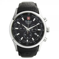 Buy Swiss Military 06-4156-04-007 Navalus Chronograph Genuine Black Leather Gents Watch online