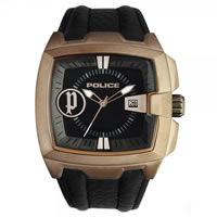 Buy Police Watches 13895JSQBR-02 Commander Black Leather, Brown Tone Watch online