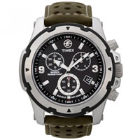 Buy Timex Watches Brown Leather Strap Gents Expedition Rugged Chronograph Watch T49626SU online