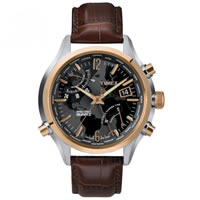 Buy Timex Watches Brown Leather Gents Stainless Steel Intelligent Quartz World Time Watch T2N942 online