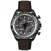 Buy Timex Watches Brown Leather Gents Fly-Back Chronograph Intelligent Quartz Watch T2P102 online
