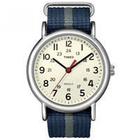 Buy Timex Watches Blue & Gray striped Nylon Strap Unisex Classics Camper Watch T2N654 online