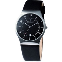 Buy Skagen Gents Black Leather Steel Watch 233XXLSLB online