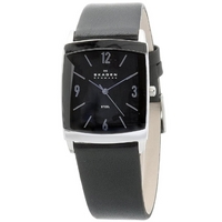 Buy Skagen Gents Black Leather Strap Watch 691LSLB online