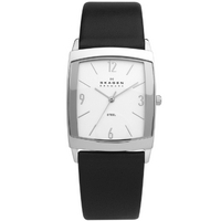 Buy Skagen Gents Black Leather Strap Watch 691LSLS online