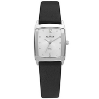 Buy Skagen Ladies Black Leather Strap Watch 691SSLS online