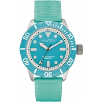 Buy Nautica Gents Aqua Blue Rubber Strap Watch A09602G online