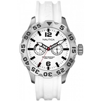 Buy Nautica Gents BFD 100 White Rubber Strap Watch A16603G online