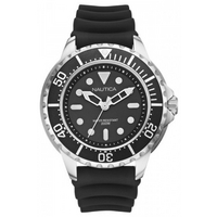 Buy Nautica Gents NMX650 Black Rubber Strap Grey Watch A18630G online