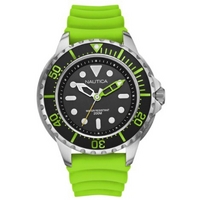 Buy Nautica Gents NMX650 Green Rubber Strap Grey Watch A18634G online