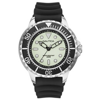 Buy Nautica Gents NMX650 Green Rubber Strap Black Watch A19583G online