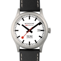 Buy Mondaine Gents Black Leather Strap Watch A6673030816SBB online