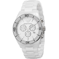 Buy Emporio Armani Gents White Ceramica Chrono Watch AR1424 online