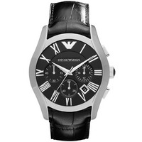 Buy Emporio Armani Gents Chronograph Black Leather Strap Watch AR1633 online