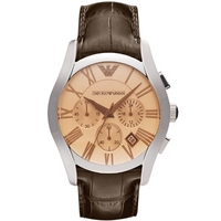 Buy Emporio Armani Gents Chronograph Brown Leather Strap Watch AR1634 online