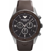 Buy Emporio Armani Gents Brown Rubber Strap Chronograph Watch AR9501 online