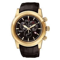 Buy Citizen Gents Sports Chronograph Black Leather Strap AT0553-13E online