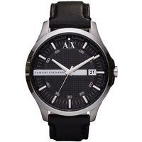 Buy Armani Exchange Gents Smart Black Leather Strap Watch AX2101 online