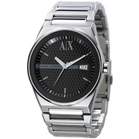 Buy Armani Exchange Gents Smart Silver Tone Bracelet Black Dial Watch AX2103 online