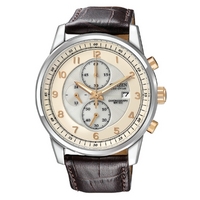 Buy Citizen Gents Sports Chronograph Brown Leather Strap Watch CA0331-13A online