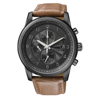 Buy Citizen Gents Sports Chronograph Brown Leather Strap Watch CA0335-04E online