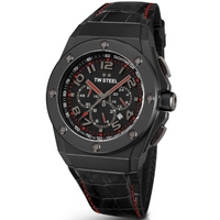 Buy T W Steel CEO Tech 48mm Black Leather Strap Watch CE4009 online