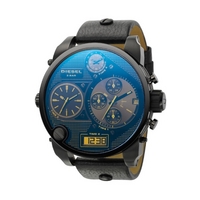 Buy Diesel Gents Super Bad Ass Black Leather Strap Chronograph Watch DZ7127 online