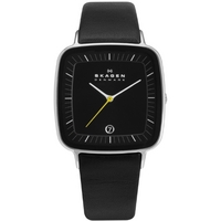 Buy Skagen Gents Black Leather Strap Watch H04LSLB online