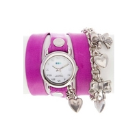 Buy La Mer Ladies Charm And Chain Purple Leather Watch LMCW7001 online