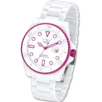 Buy LTD Ladies White Ceramic Pink Bezel Watch LTD021805 online